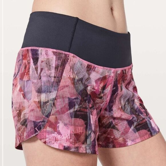 Lululemon Run Times Short II 4" Multicolor Sun Dazed Multi Pink / Super Dark - Picture 1 of 16